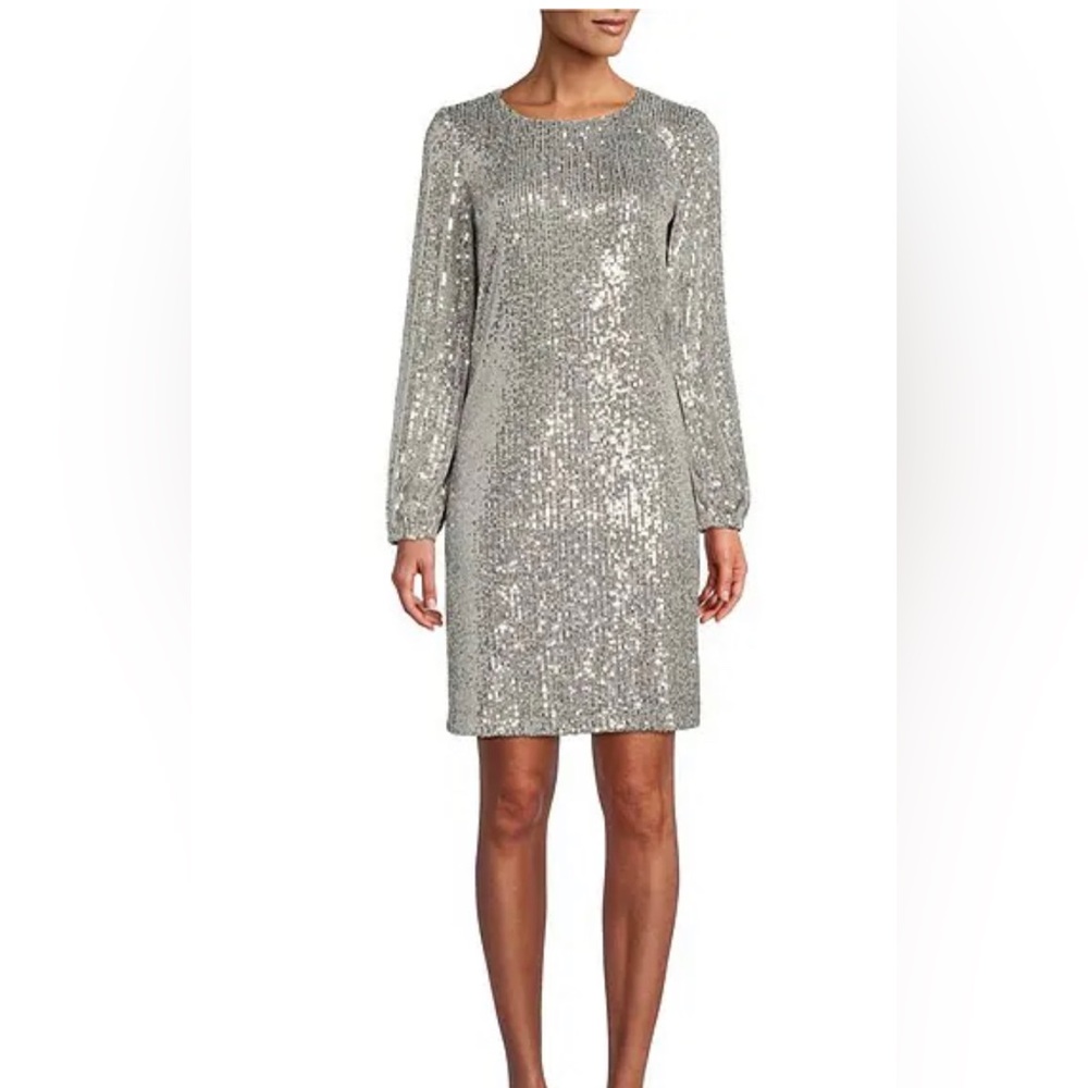 Preston and York Silver Sequin Sheath Dress size 12